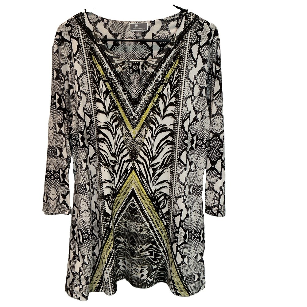 JM Collection Woman's Dress Blouse Glitter Bling Snake Skin Size Large